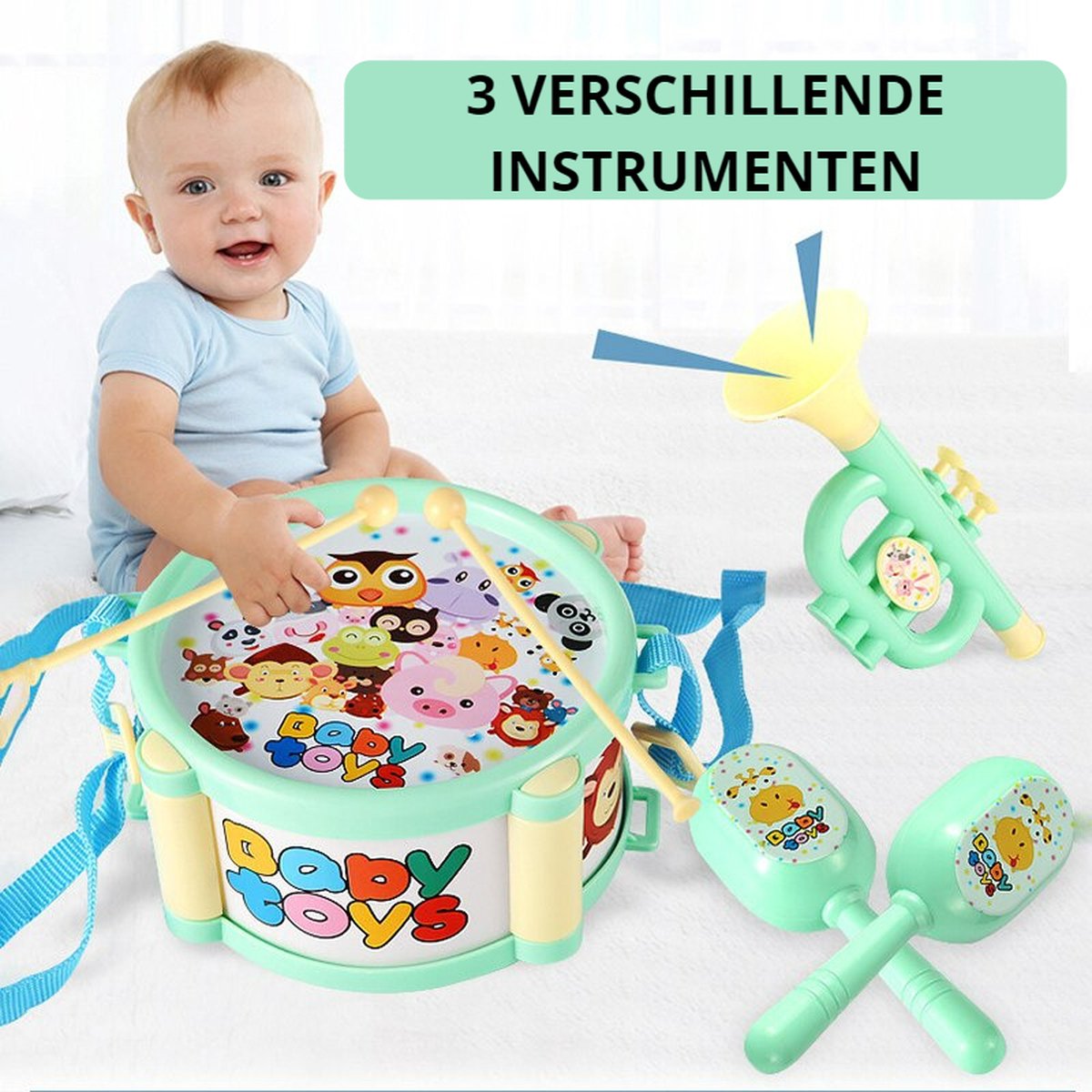 Kidsly™ Trommel | Baby speelgoed | Trommel kinderen | Trompet | Rammelaar